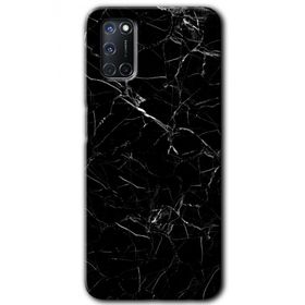 Oppo A92 Siyah Mermer Baskılı Uyumlu Silikon Kılıf