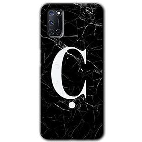 Oppo A92 Siyah Mermer Desenli Ç Harfi Baskılı Uyumlu Silikon Kılıf