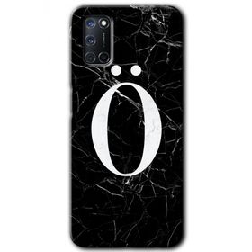 Oppo A92 Siyah Mermer Desenli Ö Harfi Baskılı Uyumlu Silikon Kılıf