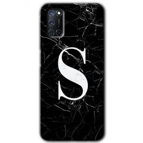 Oppo A92 Siyah Mermer Desenli S Harfi Baskılı Uyumlu Silikon Kılıf