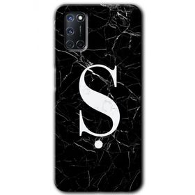 Oppo A92 Siyah Mermer Desenli S Harfi Baskılı Uyumlu Silikon Kılıf