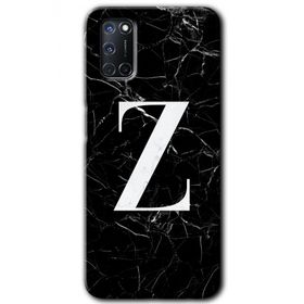 Oppo A92 Siyah Mermer Desenli Z Harfi Baskılı Uyumlu Silikon Kılıf