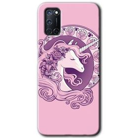 Oppo A92 Unicorn Pembe Baskılı Uyumlu Silikon Kılıf