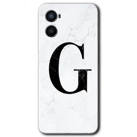Oppo A96 Beyaz Mermer Desenli G Harfi Baskılı Uyumlu Silikon Kılıf