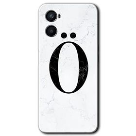 Oppo A96 Beyaz Mermer Desenli O Harfi Baskılı Uyumlu Silikon Kılıf