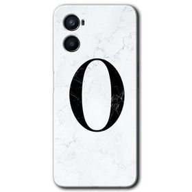 Oppo A96 Beyaz Mermer Desenli O Harfi Baskılı Uyumlu Silikon Kılıf