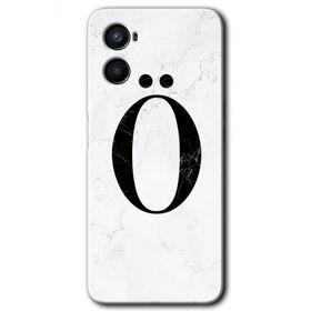 Oppo A96 Beyaz Mermer Desenli O Harfi Baskılı Uyumlu Silikon Kılıf