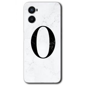 Oppo A96 Beyaz Mermer Desenli O Harfi Baskılı Uyumlu Silikon Kılıf