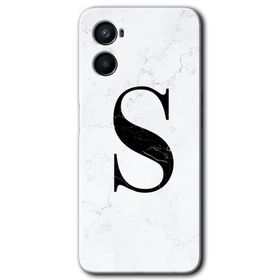 Oppo A96 Beyaz Mermer Desenli Ş Harfi Baskılı Uyumlu Silikon Kılıf