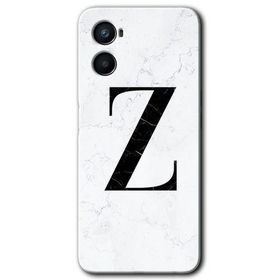 Oppo A96 Beyaz Mermer Desenli Z Harfi Baskılı Uyumlu Silikon Kılıf