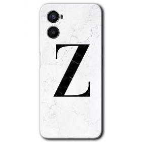 Oppo A96 Beyaz Mermer Desenli Z Harfi Baskılı Uyumlu Silikon Kılıf