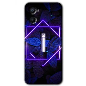 Oppo A96 Dark Neon Yaprak I Harfi Baskılı Uyumlu Silikon Kılıf