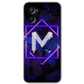 Oppo A96 Dark Neon Yaprak M Harfi Baskılı Uyumlu Silikon Kılıf