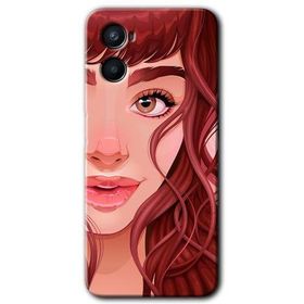 Oppo A96 Kızıl Kız Baskılı Uyumlu Silikon Kılıf
