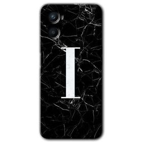 Oppo A96 Siyah Mermer Desenli I Harfi Baskılı Uyumlu Silikon Kılıf