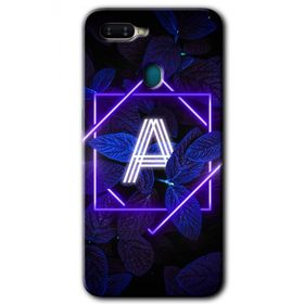 Oppo AX7 Dark Neon Yaprak A Harfi Baskılı Uyumlu Silikon Kılıf