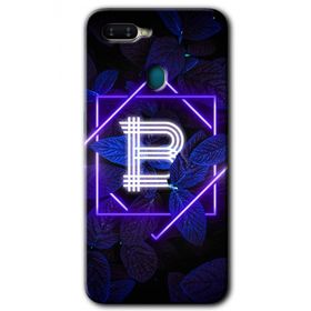 Oppo AX7 Dark Neon Yaprak B Harfi Baskılı Uyumlu Silikon Kılıf