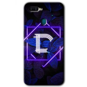 Oppo AX7 Dark Neon Yaprak D Harfi Baskılı Uyumlu Silikon Kılıf