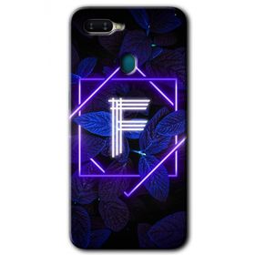 Oppo AX7 Dark Neon Yaprak F Harfi Baskılı Uyumlu Silikon Kılıf