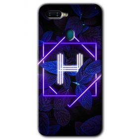 Oppo AX7 Dark Neon Yaprak H Harfi Baskılı Uyumlu Silikon Kılıf