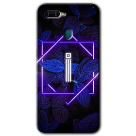 Oppo AX7 Dark Neon Yaprak I Harfi Baskılı Uyumlu Silikon Kılıf