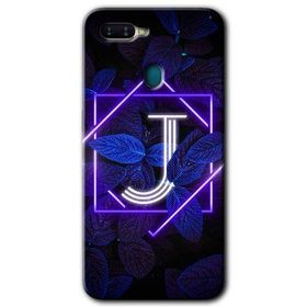 Oppo AX7 Dark Neon Yaprak J Harfi Baskılı Uyumlu Silikon Kılıf