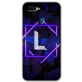Oppo AX7 Dark Neon Yaprak L Harfi Baskılı Uyumlu Silikon Kılıf