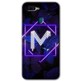 Oppo AX7 Dark Neon Yaprak M Harfi Baskılı Uyumlu Silikon Kılıf