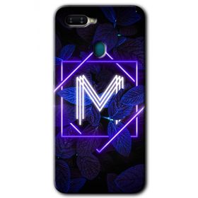 Oppo AX7 Dark Neon Yaprak M Harfi Baskılı Uyumlu Silikon Kılıf