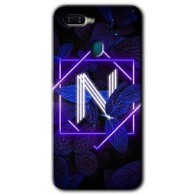 Oppo AX7 Dark Neon Yaprak N Harfi Baskılı Uyumlu Silikon Kılıf