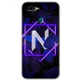 Oppo AX7 Dark Neon Yaprak N Harfi Baskılı Uyumlu Silikon Kılıf