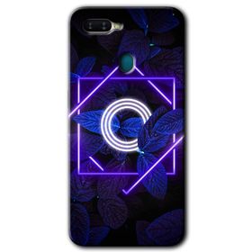 Oppo AX7 Dark Neon Yaprak Ö Harfi Baskılı Uyumlu Silikon Kılıf