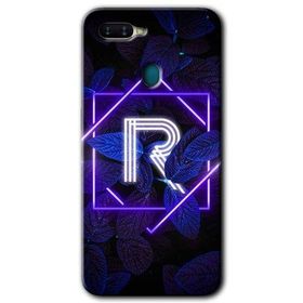 Oppo AX7 Dark Neon Yaprak R Harfi Baskılı Uyumlu Silikon Kılıf