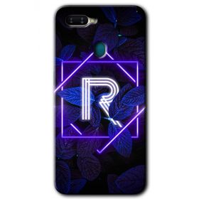 Oppo AX7 Dark Neon Yaprak R Harfi Baskılı Uyumlu Silikon Kılıf