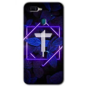 Oppo AX7 Dark Neon Yaprak T Harfi Baskılı Uyumlu Silikon Kılıf