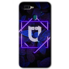 Oppo AX7 Dark Neon Yaprak U Harfi Baskılı Uyumlu Silikon Kılıf