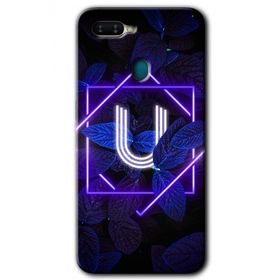 Oppo AX7 Dark Neon Yaprak U Harfi Baskılı Uyumlu Silikon Kılıf