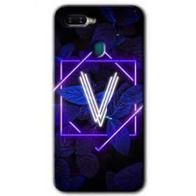 Oppo AX7 Dark Neon Yaprak V Harfi Baskılı Uyumlu Silikon Kılıf