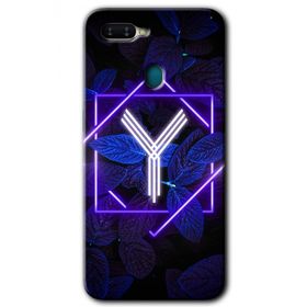 Oppo AX7 Dark Neon Yaprak Y Harfi Baskılı Uyumlu Silikon Kılıf