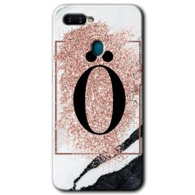 Oppo AX7 Pembe Mermer Desenli Ö Harfi Baskılı Uyumlu Silikon Kılıf