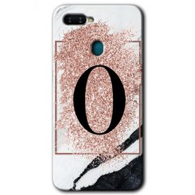 Oppo AX7 Pembe Mermer Desenli Ö Harfi Baskılı Uyumlu Silikon Kılıf