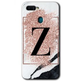 Oppo AX7 Pembe Mermer Desenli Z Harfi Baskılı Uyumlu Silikon Kılıf