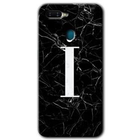 Oppo AX7 Siyah Mermer Desenli F Harfi Baskılı Uyumlu Silikon Kılıf