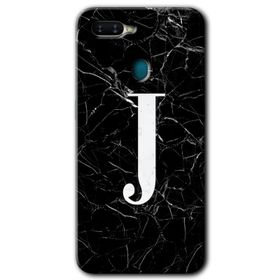 Oppo AX7 Siyah Mermer Desenli F Harfi Baskılı Uyumlu Silikon Kılıf