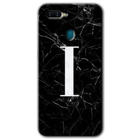 Oppo AX7 Siyah Mermer Desenli I Harfi Baskılı Uyumlu Silikon Kılıf