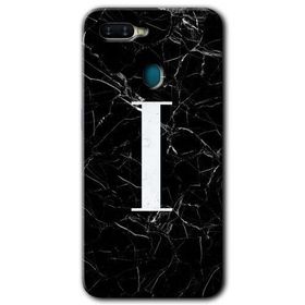 Oppo AX7 Siyah Mermer Desenli I Harfi Baskılı Uyumlu Silikon Kılıf