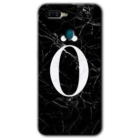 Oppo AX7 Siyah Mermer Desenli Ö Harfi Baskılı Uyumlu Silikon Kılıf