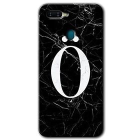 Oppo AX7 Siyah Mermer Desenli Ö Harfi Baskılı Uyumlu Silikon Kılıf