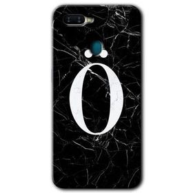 Oppo AX7 Siyah Mermer Desenli Ö Harfi Baskılı Uyumlu Silikon Kılıf