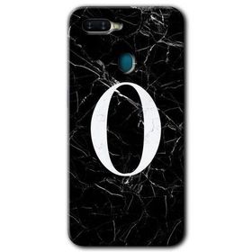 Oppo AX7 Siyah Mermer Desenli Ö Harfi Baskılı Uyumlu Silikon Kılıf